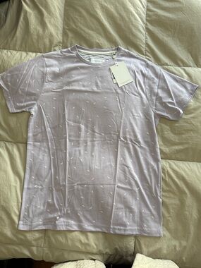 Denim & Flower Men's Lavender Crew Neck Tee with Tiny White Print